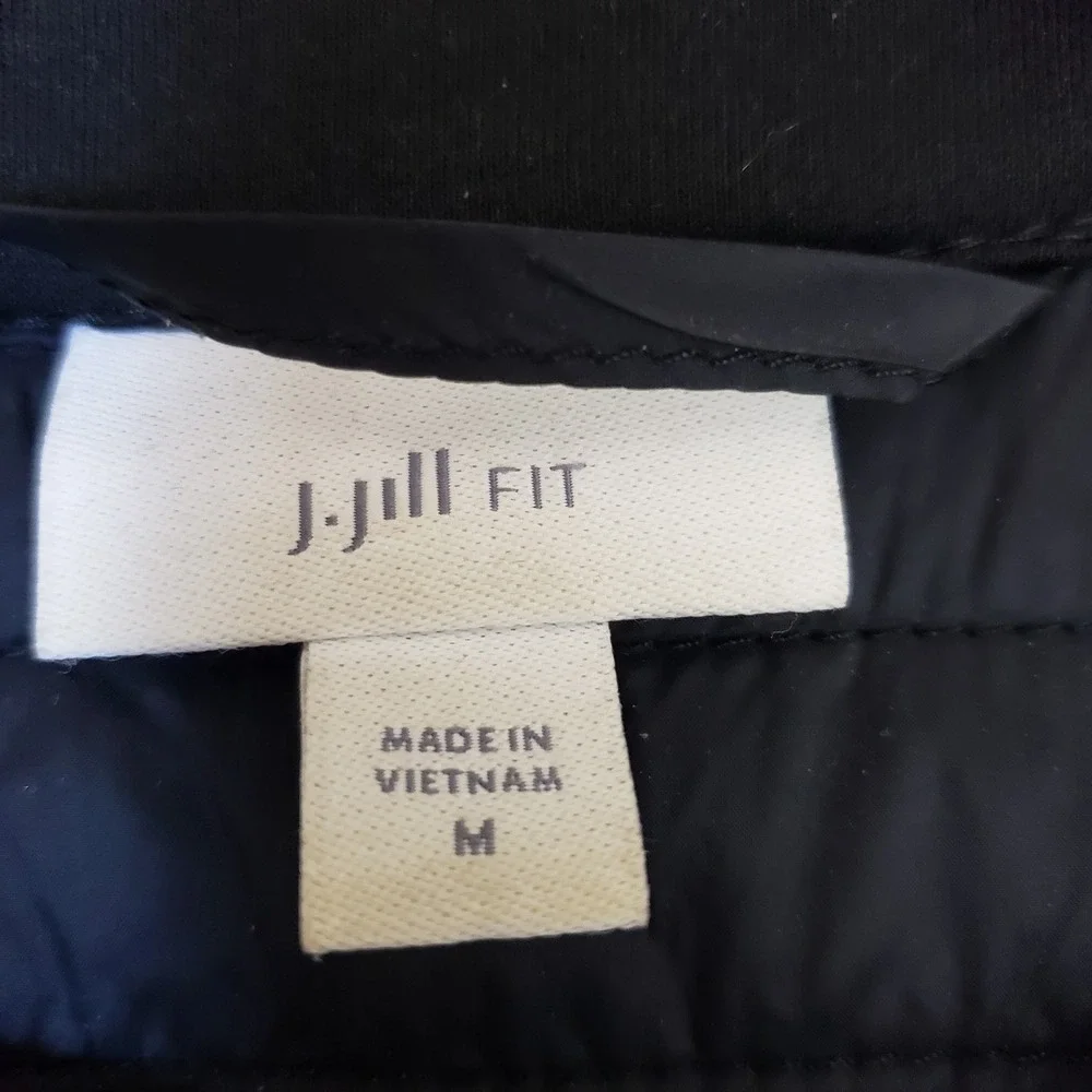 J Jill Puffer Vest Womens Medium Black  Quilted Full Zip Size Medium‎